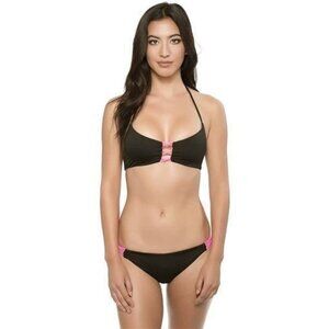 NWT Basta XS Surf Reversible Bondi Bungee Halter Bikini Swimsuit Black #110101